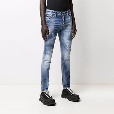 DSQUARED2 FW21 Jeans Slim-Fit Distressed Biru S74LB0971S30342-470 Shop DSQUARED2 FW21 Jeans Slim-Fit Distressed Biru S74LB0971S30342-470
