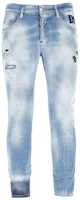 DSQUARED2 FW21 Distressed Straight-Leg Logo Patch Jeans Blue S74LB0851S30342-470 DSQUARED2 FW21 Distressed Straight-Leg Logo Patch Jeans Blue S74LB0851S30342-470
