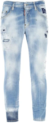 DSQUARED2 FW21 Distressed Straight-Leg Logo Patch Jeans Blue S74LB0851S30342-470 Order DSQUARED2 FW21 Distressed Straight-Leg Logo Patch Jeans Blue S74LB0851S30342-470