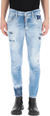 DSQUARED2 FW21 Distressed Straight-Leg Logo Patch Jeans Blue S74LB0851S30342-470 Shop DSQUARED2 FW21 Distressed Straight-Leg Logo Patch Jeans Blue S74LB0851S30342-470