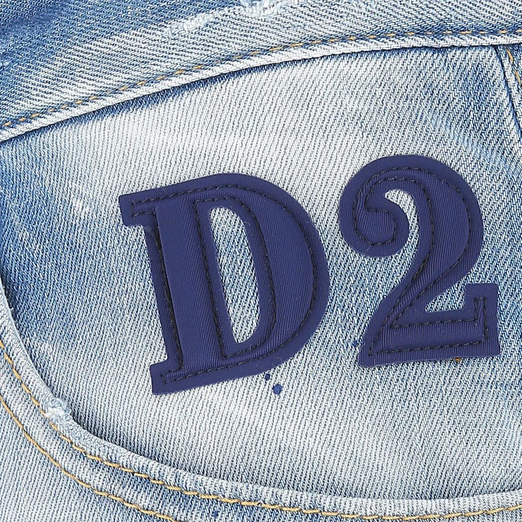 DSQUARED2 FW21  Distressed Straight-Leg Logo Patch Jeans Blue S74LB0851S30342-470 圖 6
