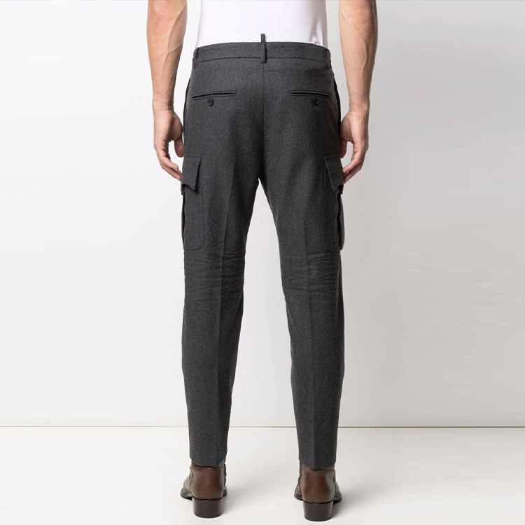 Shop DSQUARED2 FW21 Celana Kasual Tapered Warna Solid Abu Gelap S74KB0558S52997-860