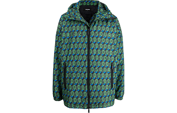 Dsquared2 FW21 All-Over Logo Printed Jacket Green S74AM1199S54050-001S