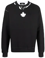 Dsquared2 FW21 Black Maple Leaf Logo Print Pullover Sweatshirt Men S74GU0518S25042-900 Dsquared2 FW21 Black Maple Leaf Logo Print Pullover Sweatshirt Men S74GU0518S25042-900