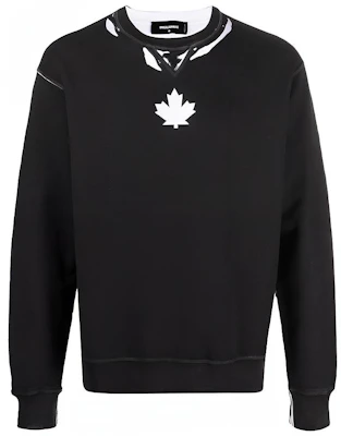 Dsquared2 FW21 Black Maple Leaf Logo Print Pullover Sweatshirt Men S74GU0518S25042-900 Buy Dsquared2 FW21 Black Maple Leaf Logo Print Pullover Sweatshirt Men S74GU0518S25042-900