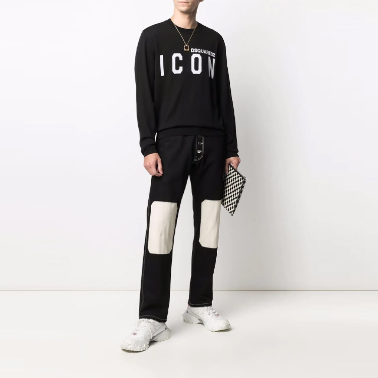 Lookbook DSQUARED2 黑色羊毛印花標誌毛衣 男裝 FW21系列 S79HA0001S17435-961