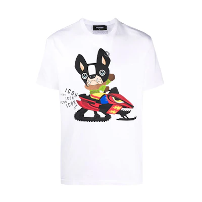 DSQUARED2 FW21 Cartoon Graphic Printed Short Sleeve T-Shirt White S79GC0033S23009-100