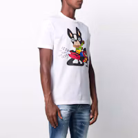 Shop DSQUARED2 FW21 Cartoon Graphic Printed Short Sleeve T-Shirt White S79GC0033S23009-100