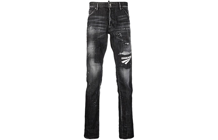 DSQUARED2 FW21 Distressed Logo Patch Jeans Black  Denim. S74LB0983S30357-900 圖 2