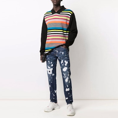 DSQUARED2 FW21 男士蓝色磨破直筒牛仔裤徽标补丁设计 S74LB0962S30342-470 Lookbook DSQUARED2 FW21 男士蓝色磨破直筒牛仔裤徽标补丁设计 S74LB0962S30342-470