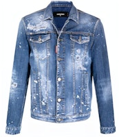 DSQUARED2 FW21 Distressed Paint-Splatter Denim Jacket Blue Mens. S74AM1174S30342-470 DSQUARED2 FW21 Distressed Paint-Splatter Denim Jacket Blue Mens. S74AM1174S30342-470