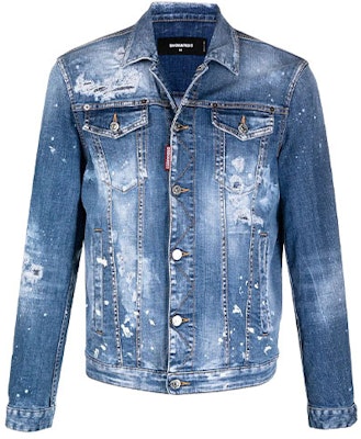 DSQUARED2 FW21 蓝色泼漆做旧牛仔夹克 男款. S74AM1174S30342-470 Order DSQUARED2 FW21 蓝色泼漆做旧牛仔夹克 男款. S74AM1174S30342-470
