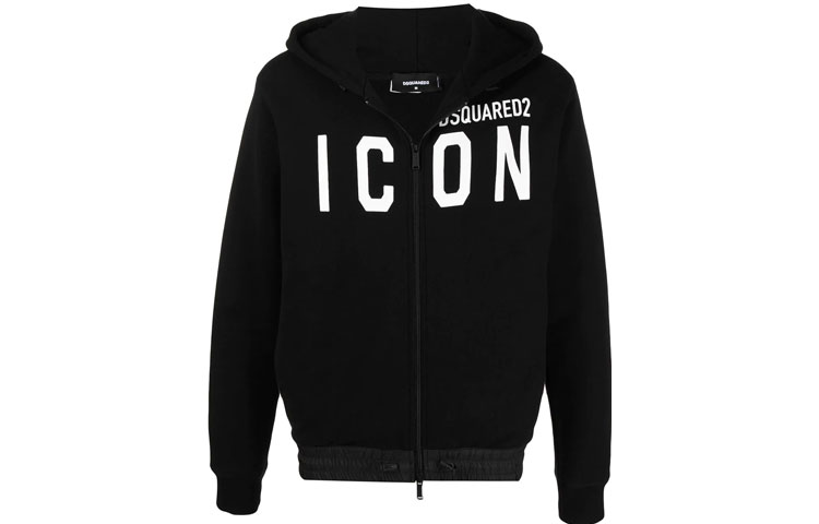 Dsquared2 FW21 Logo Print Zip Up Hoodie Jacket Black - Edition S79HG0004S25042-968