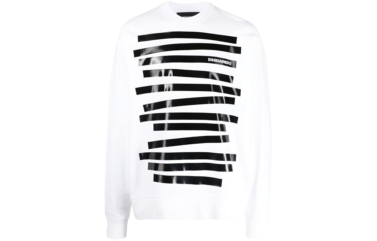 Dsquared2 FW21 Logo Stripe Crewneck Sweatshirt White. S71GU0436S25462-100