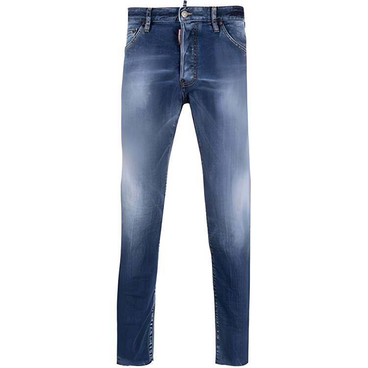 DSQUARED2 FW21 Mid-Rise Distressed Slim Jeans Men Blue S74LB0966S30664-470