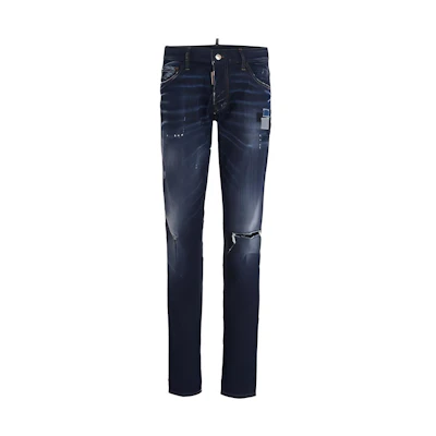 DSQUARED2 FW21 Straight Fit Distressed Denim Jeans Men’s Blue S71LB0938S30342-470