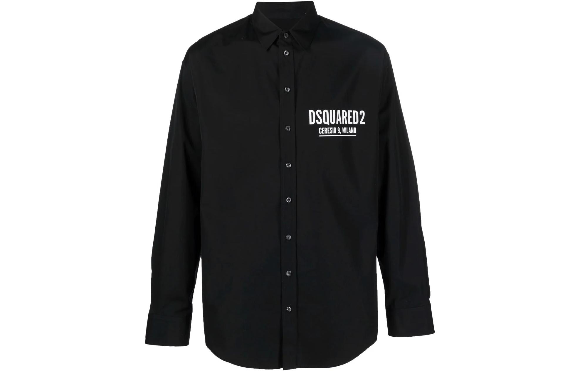 Order DSQUARED2 FW22 黑色 Logo 印花長袖棉質襯衫. S74DM0652S36275-900