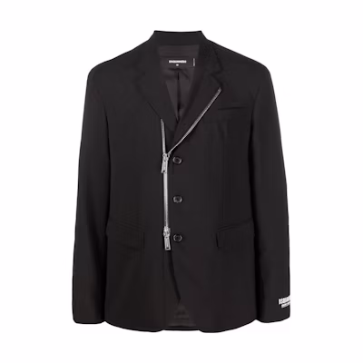 DSQUARED2 FW22 Black Zip-Up Jacket with Solid Logo Print Design. S74BN1134S40320-900