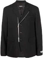Order DSQUARED2 FW22 Black Zip-Up Jacket with Solid Logo Print Design. S74BN1134S40320-900