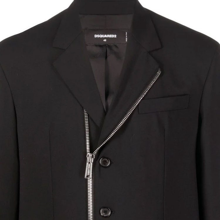 Details for DSQUARED2 FW22 Jaket Zip Hitam dengan Reka Bentuk Logo Cetak Solid. S74BN1134S40320-900