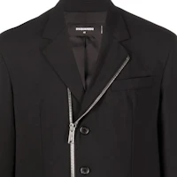 Details for DSQUARED2 FW22 Black Zip-Up Jacket with Solid Logo Print Design. S74BN1134S40320-900