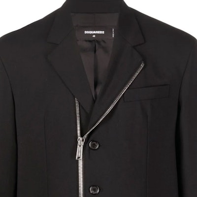 DSQUARED2 FW22 Jaket Zip Hitam dengan Reka Bentuk Logo Cetak Solid. S74BN1134S40320-900 Details for DSQUARED2 FW22 Jaket Zip Hitam dengan Reka Bentuk Logo Cetak Solid. S74BN1134S40320-900