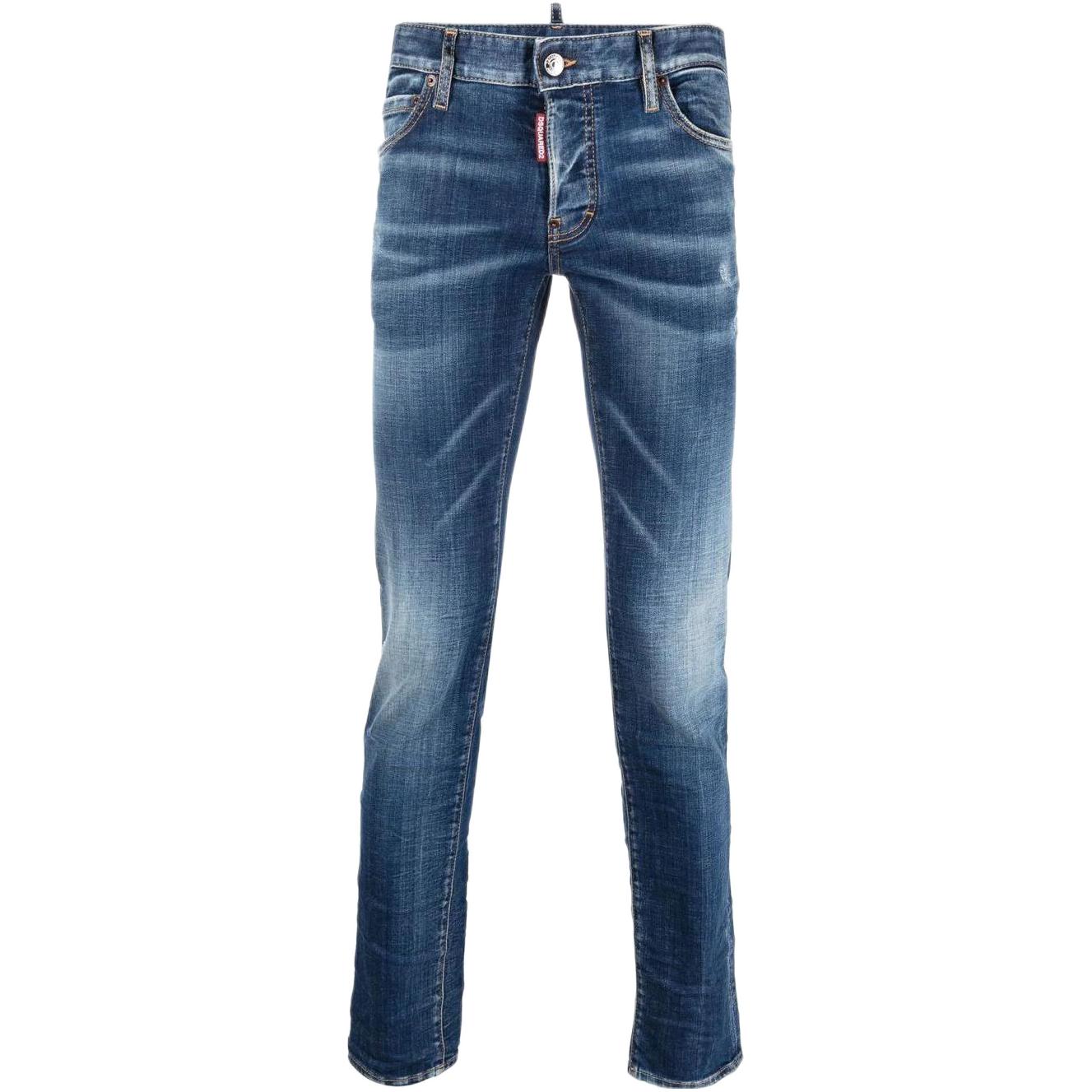 DSQUARED2 FW22  Blue Slim-Fit Washed Jeans with Adjustable Belt. S74LB1166S30342-470