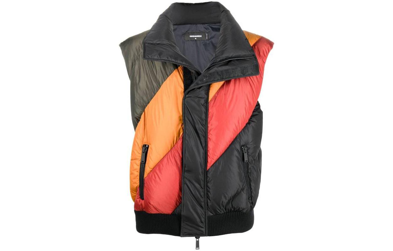 Order DSQUARED2 FW22 Rompi Tanpa Lengan Warna-warni Jaket Puffer Colorblock S71FB0430S53817-968