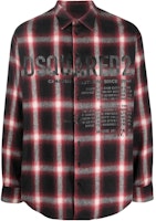 DSQUARED2 FW22 Red Plaid All-Over Logo Print Long Sleeve Shirt. S74DM0647S54782-001 DSQUARED2 FW22 Red Plaid All-Over Logo Print Long Sleeve Shirt. S74DM0647S54782-001