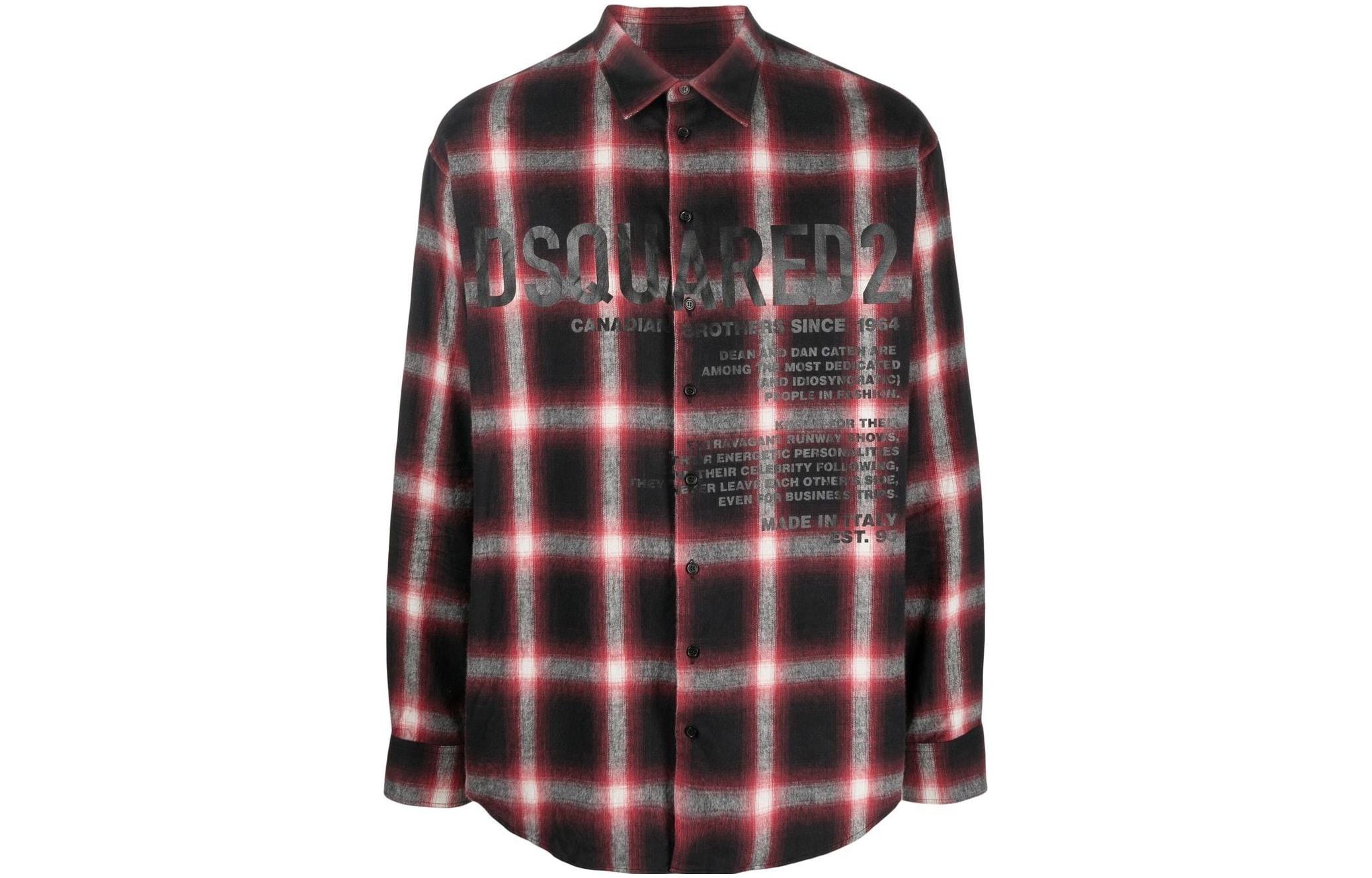 Order DSQUARED2 FW22 紅色格紋全版Logo印花長袖襯衫 S74DM0647S54782-001