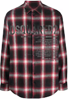 Order DSQUARED2 FW22 Red Plaid All-Over Logo Print Long Sleeve Shirt. S74DM0647S54782-001