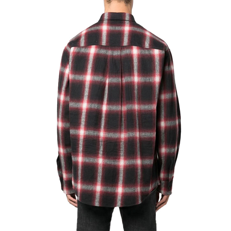 Shop DSQUARED2 FW22 紅色格紋全版Logo印花長袖襯衫 S74DM0647S54782-001