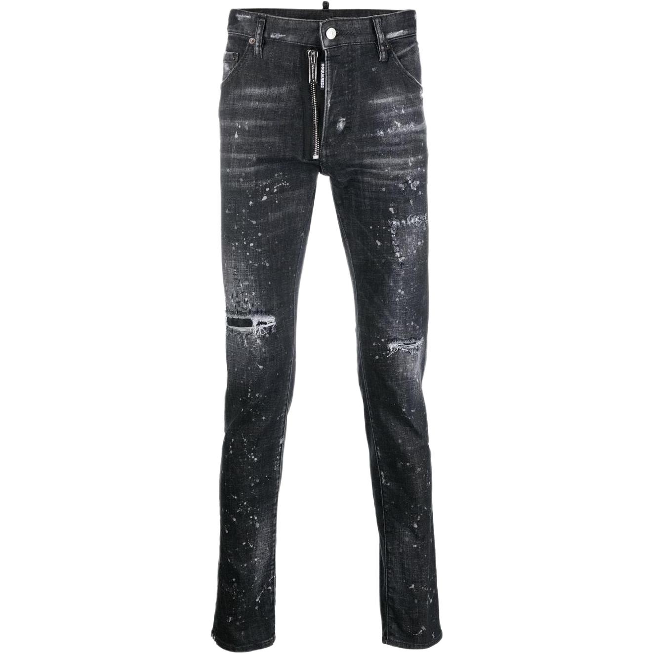 DSQUARED2 FW22  Slim Fit Washed Distressed Jeans Black S74LB1184S30357-900