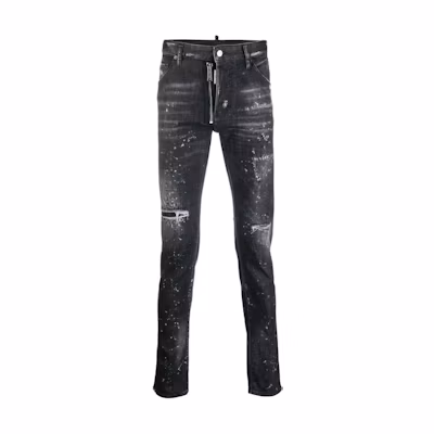 DSQUARED2 FW22 Slim Fit Washed Distressed Jeans Black S74LB1184S30357-900