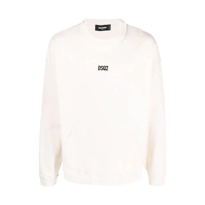 DSQUARED2 FW22 White Logo Print Crewneck Pullover Sweatshirt. S74GU0554S54438-103