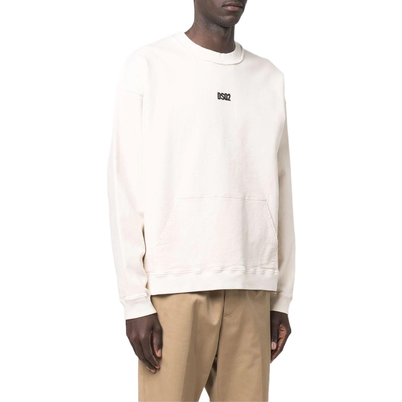 Purchase DSQUARED2 FW22 Putih Logo Print Crewneck Pullover Sweatshirt. S74GU0554S54438-103