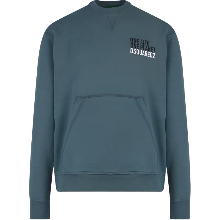 Dsquared2 FW22 Blue Crewneck Sweatshirt with Letter Print Design S78GU0064S25568610