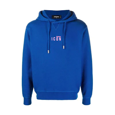 DSQUARED2 FW22 Blue Printed Logo Hoodie Pullover Long Sleeve for Men. S79GU0010S25516-485
