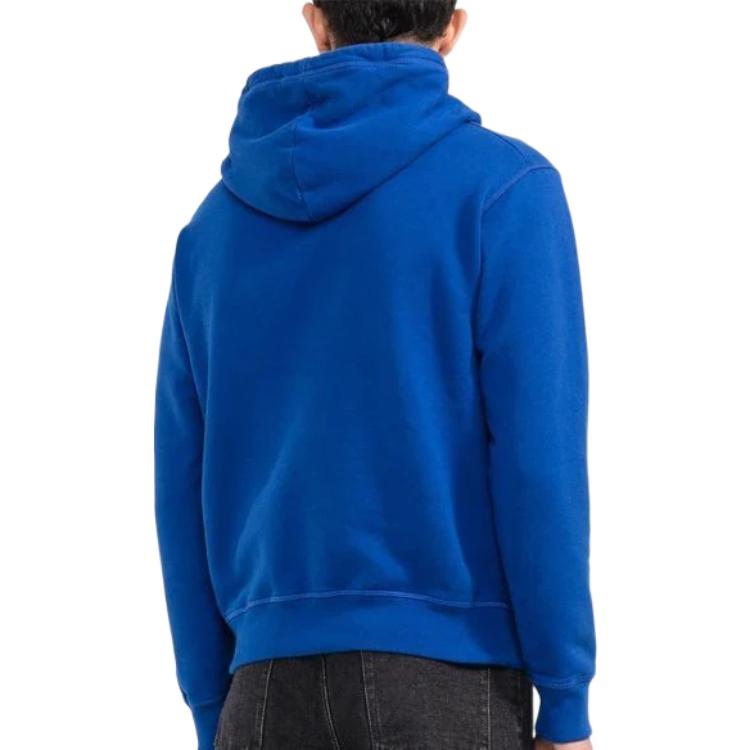 Shop DSQUARED2 FW22 男士蓝色印花标志长袖连帽卫衣。 S79GU0010S25516-485