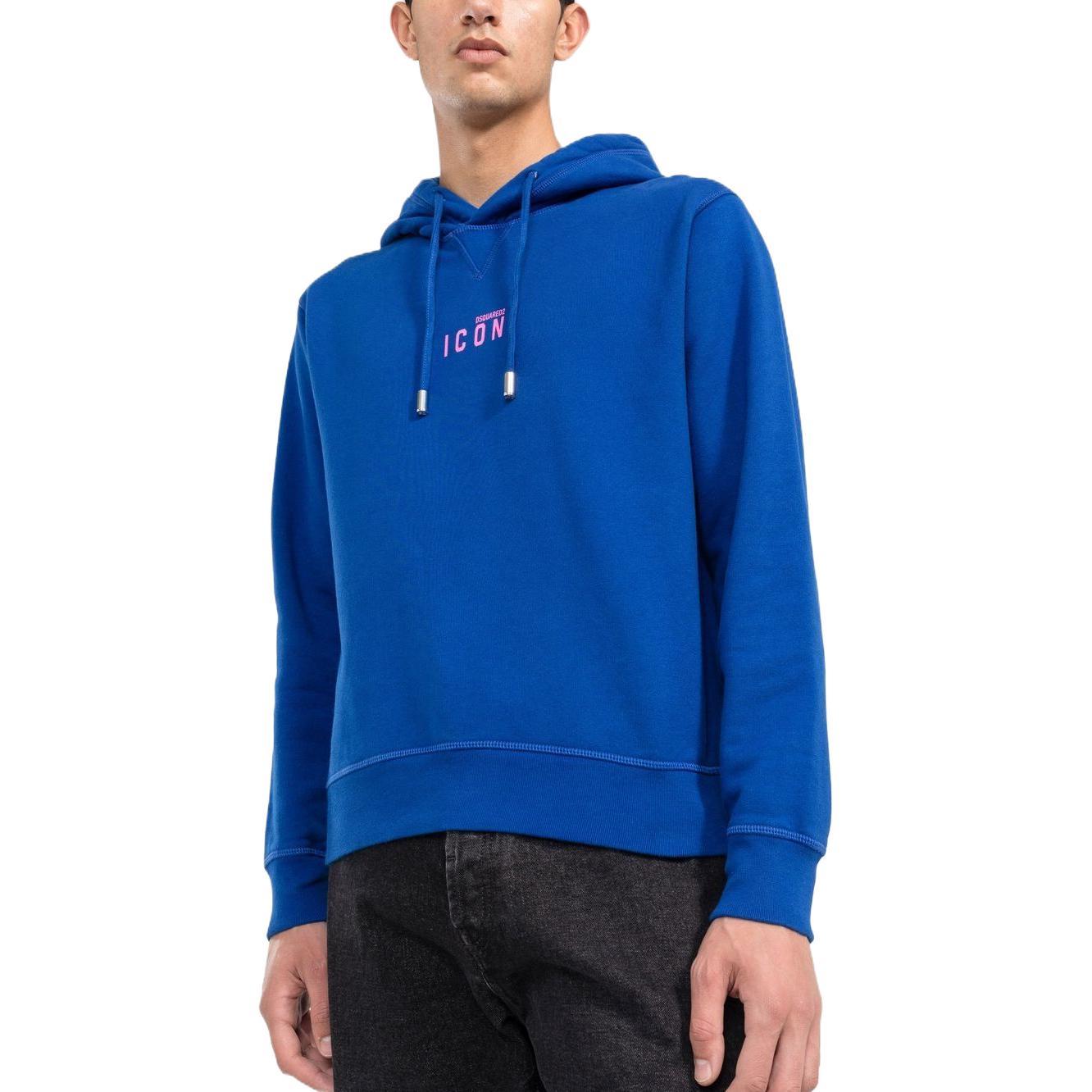 Purchase DSQUARED2 FW22 男士蓝色印花标志长袖连帽卫衣。 S79GU0010S25516-485