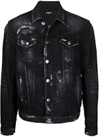 DSQUARED2 FW22 Distressed Paint-Splatter Single-Breasted Denim Jacket Black. S74AM1307S30357-900 DSQUARED2 FW22 Distressed Paint-Splatter Single-Breasted Denim Jacket Black. S74AM1307S30357-900