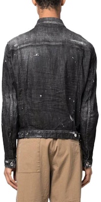 DSQUARED2 FW22 黑色做舊潑漆單排扣牛仔外套. S74AM1307S30357-900 Shop DSQUARED2 FW22 黑色做舊潑漆單排扣牛仔外套. S74AM1307S30357-900