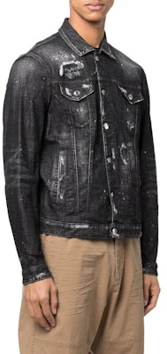 DSQUARED2 FW22 黑色做舊潑漆單排扣牛仔外套. S74AM1307S30357-900 Purchase DSQUARED2 FW22 黑色做舊潑漆單排扣牛仔外套. S74AM1307S30357-900