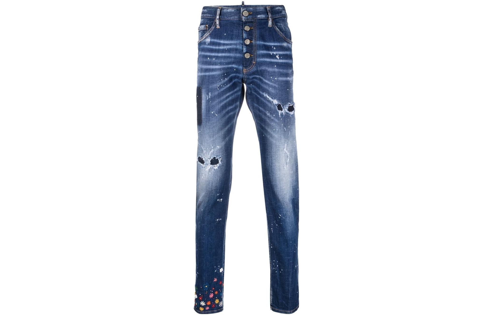 DSQUARED2 FW22 Distressed Paint-Splatter Slim Fit Jeans Men Blue S74LB1165S30342-470 圖 2