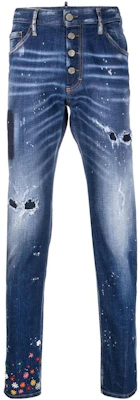 DSQUARED2 FW22 Distressed Paint-Splatter Slim Fit Jeans Men Blue S74LB1165S30342-470 Order DSQUARED2 FW22 Distressed Paint-Splatter Slim Fit Jeans Men Blue S74LB1165S30342-470
