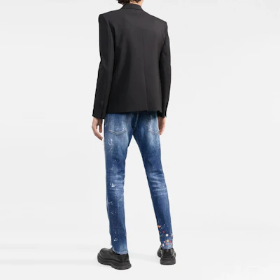 DSQUARED2 FW22 Distressed Paint-Splatter Slim Fit Jeans Men Blue S74LB1165S30342-470 Shop DSQUARED2 FW22 Distressed Paint-Splatter Slim Fit Jeans Men Blue S74LB1165S30342-470