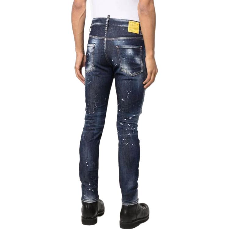 DSQUARED2 FW22 Distressed Paint-Splatter Slim Jeans Men Blue S74LB1192S30789-470 圖 4