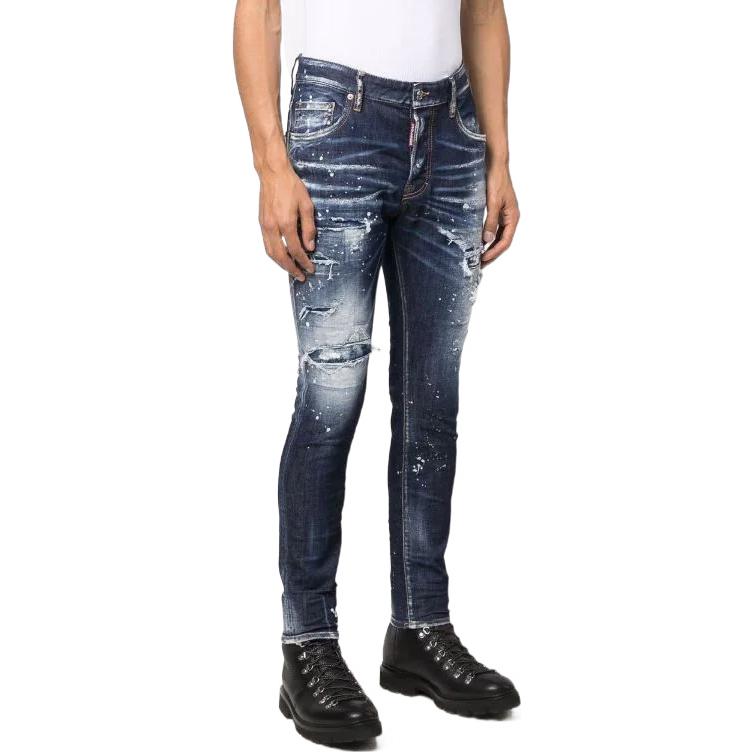 DSQUARED2 FW22 Distressed Paint-Splatter Slim Jeans Men Blue S74LB1192S30789-470 圖 5