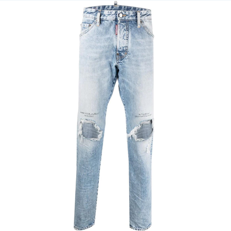 DSQUARED2 FW22 Distressed Ripped Light Blue Jeans  Casual Denim S74LB1172S30309-470