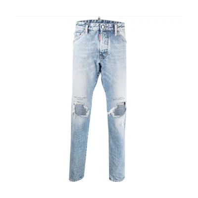 DSQUARED2 FW22 Distressed Ripped Light Blue Jeans Casual Denim S74LB1172S30309-470